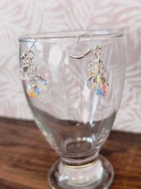 Handmade Crystal Teardrop Dangle Earrings • 925 Sterling Silver Plated